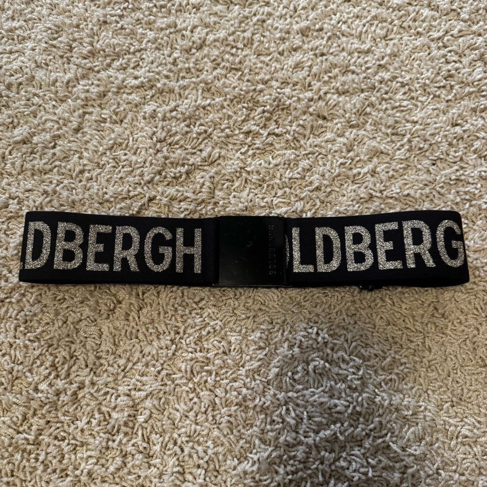 Goldbergh Ski Belt Logo Black Gold Metallic for Ski Pants, Jacket, ski suit